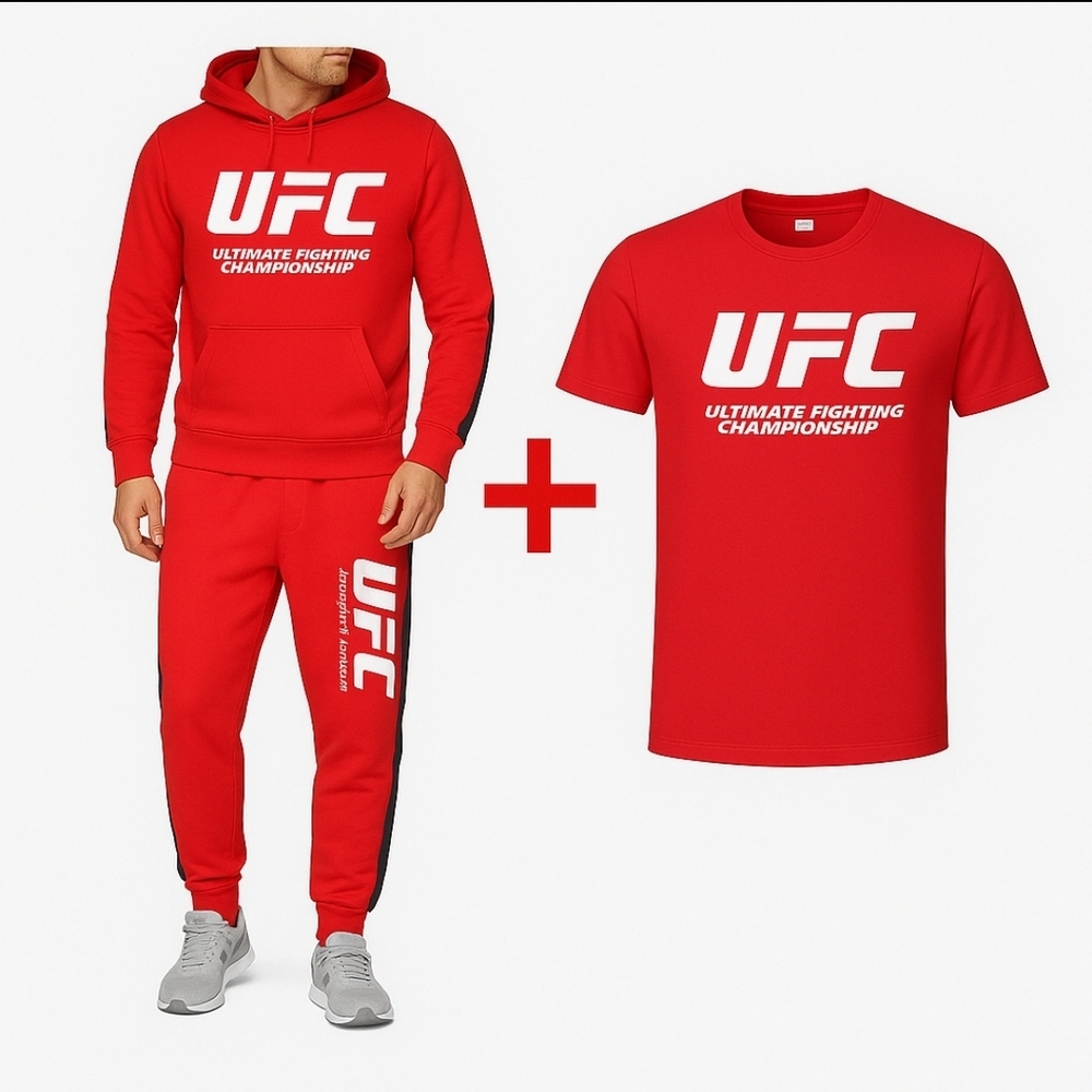 UFC Red Hoodie and T-Shirt Set